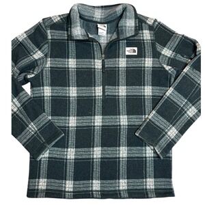 North Face Plaid Fleece Quarter Zip Pullover Sweater Men's Medium